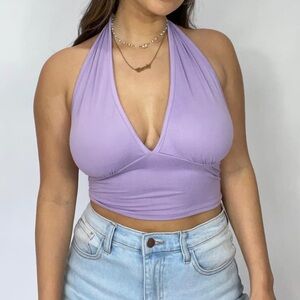 Light Purple Halter Crop Top